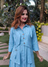 Sky Blue Shirt Dress With Waist Coat